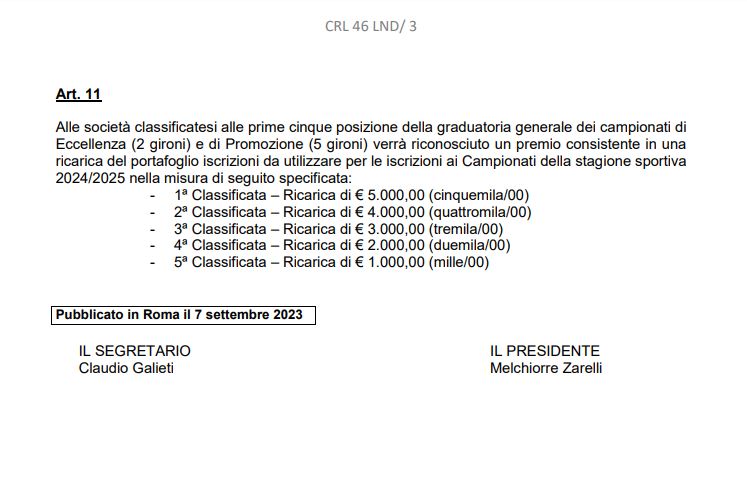 Premio valorizzazione giovani calciatori