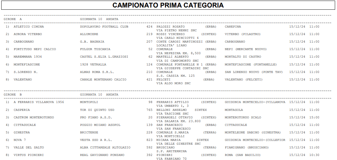 Campionato Prima Categoria