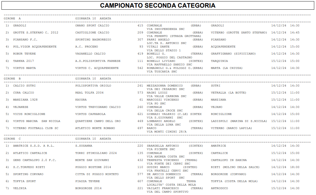 Campionato Seconda Categoria