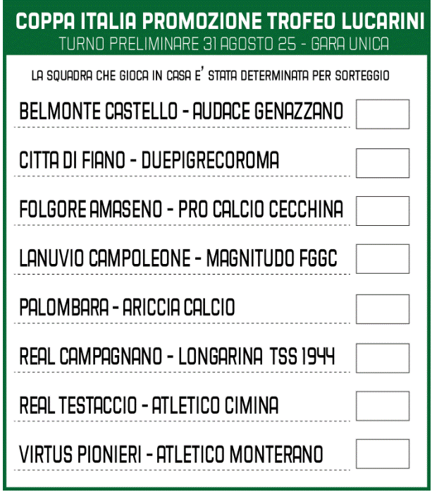 Coppa Italia Promozione trofeo Lucarini