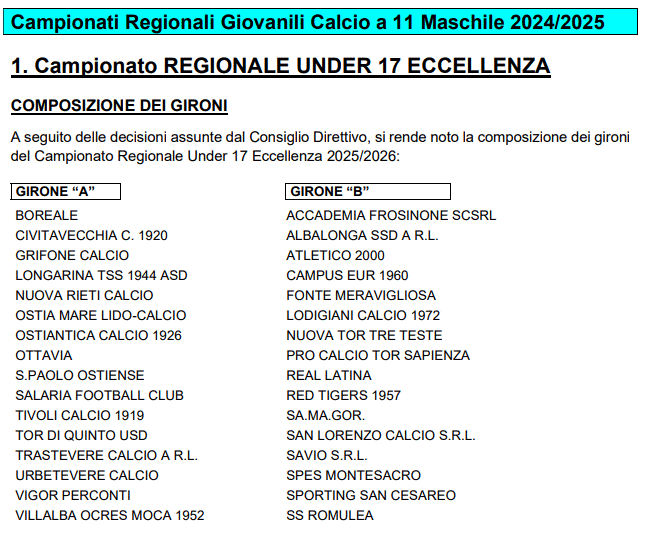 LND Lazio Under 17